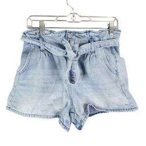 Women's American Eagle Denim Mom Shorts High-Waisted Light Wash w/ Belt Size 8